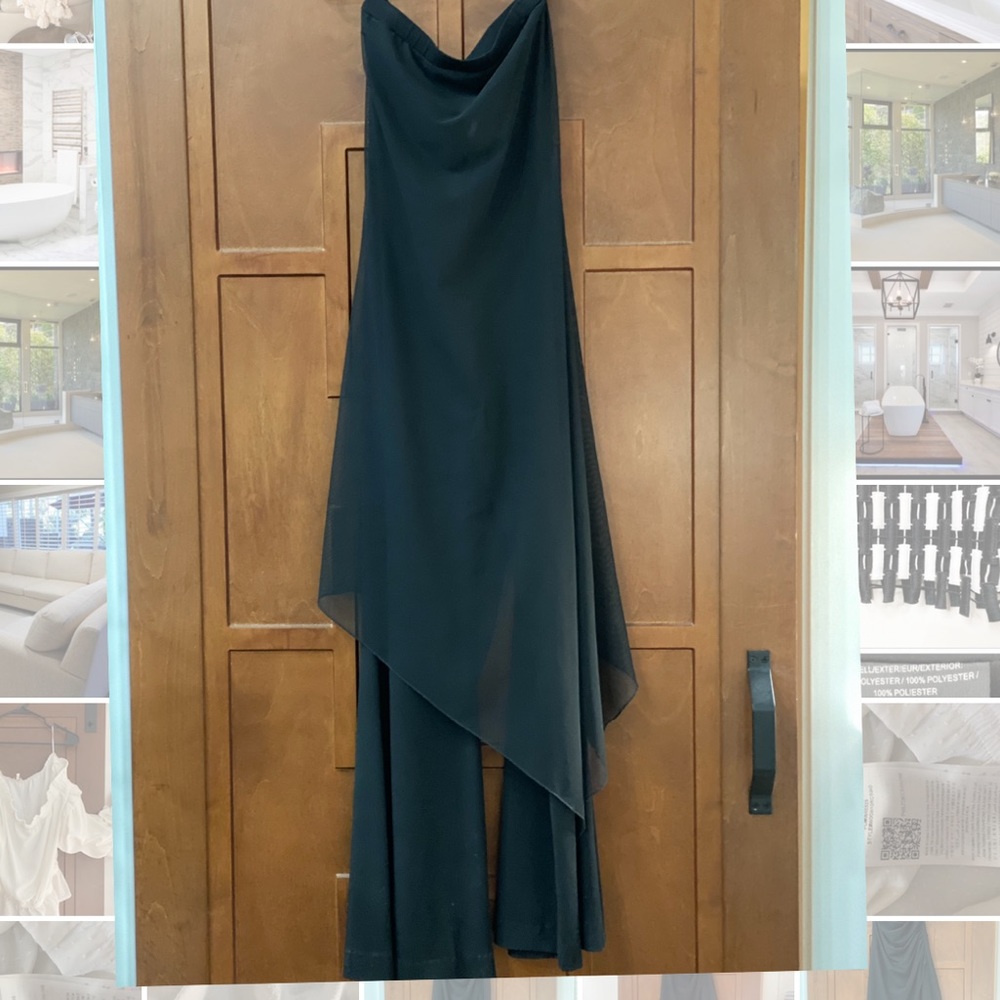 Black, strapless eve. One piece, w/chiffon wrap